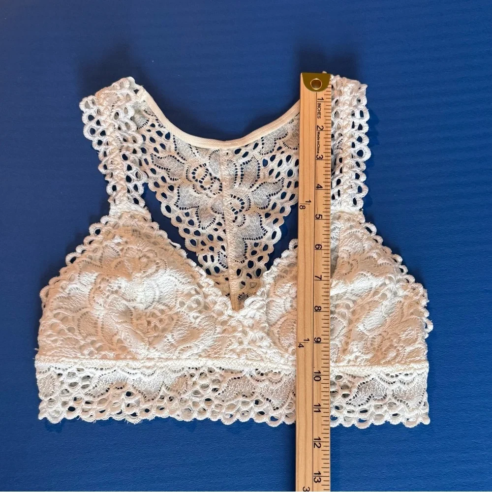 Aerie Women’s Ivory Floral Lace Lined Cups Bralette Sz SP